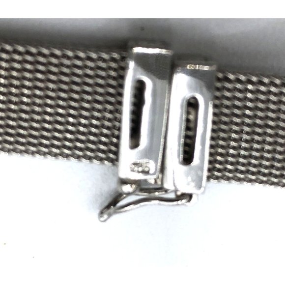 Sterling Silver Mesh Bracelet with CZ Cross Bracelet 7" - Picture 6 of 9